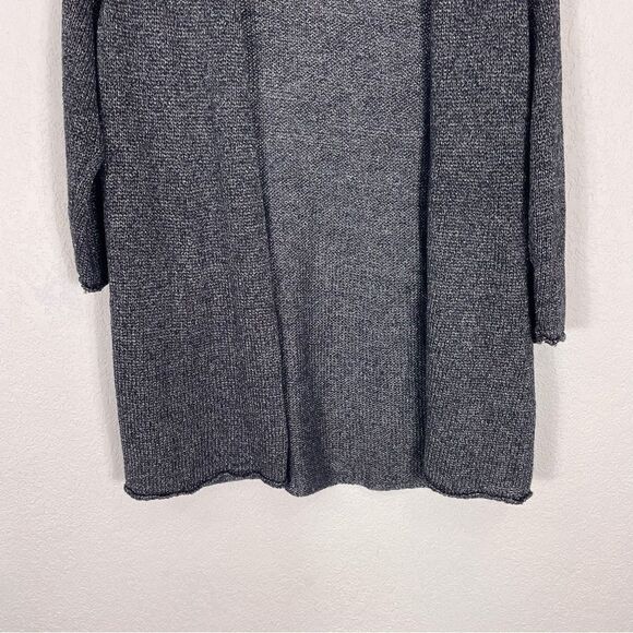 Eileen Fisher Navy Blue & Silver Knit Linen Blend Open Cardigan - Picture 4 of 6